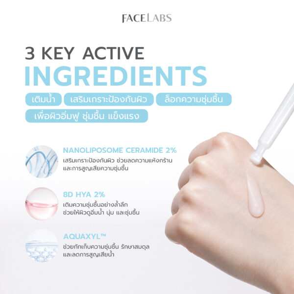 FACELABS CERAMIDE HYA SERUM 30 ml เซราไมด์ ไฮยา เซรั่ม เติมเต็มและกักเก็บความชุ่มชื้นอย่างล้ำลึก - Image 4